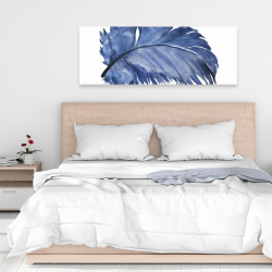Toile 16 x 48 - Plume bleue à l'aquarelle