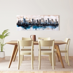 Canvas 16 x 48 - Abstract city with reflection on water
