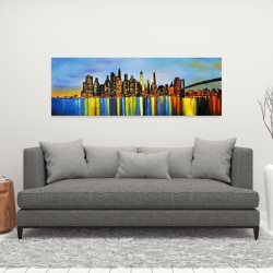 Toile 16 x 48 - Ville de nuit avec pont