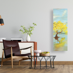 Toile 16 x 48 - Paysage de printemps avec arbre dans un lac