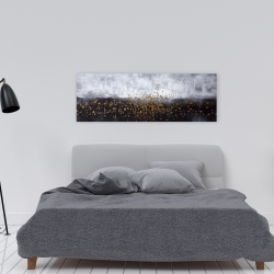 Canvas 16 x 48 - Gold paint splash on gray background