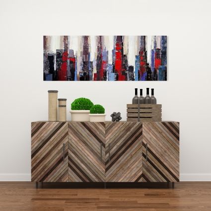 Immeubles abstraits bleus et rouges