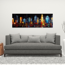 Canvas 16 x 48 - Colorful abstract cityscape on a dark background