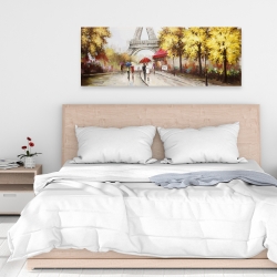 Canvas 16 x 48 - Passersby near the eiffel tower