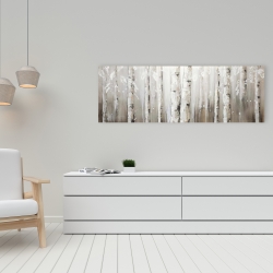 Toile 16 x 48 - Bouleaux blanc sur fond gris