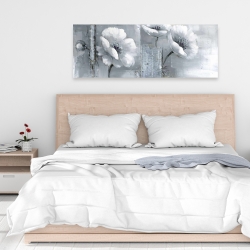 Canvas 16 x 48 - Gray & white flowers