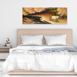 Toile 16 x 48 - Banc de parc en automne