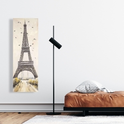 Canvas 16 x 48 - Eiffel tower with flying birds