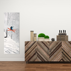 Canvas 16 x 48 - Man skiing in steep offpiste terrain