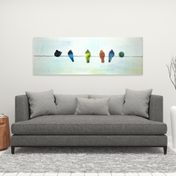 Canvas 16 x 48 - Perched abstract birds