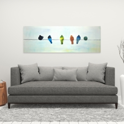 Canvas 16 x 48 - Perched abstract birds