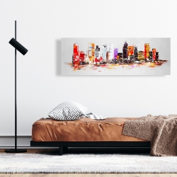 Toile 16 x 48 - Ville abstraites aux couleurs vives