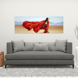 Toile 16 x 48 - Robe rouge dans le désert