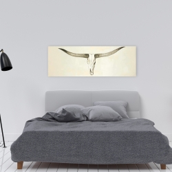 Canvas 16 x 48 - Longhorn cattle skull