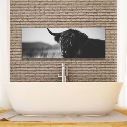 Canvas 16 x 48 - Beautiful monochrome highland cow