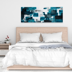 Canvas 16 x 48 - Turquoise and gray shapes