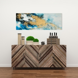 Toile 16 x 48 - Marbre bleu et doré