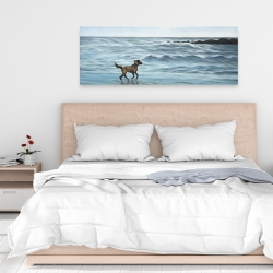 Toile 16 x 48 - Chien à la plage
