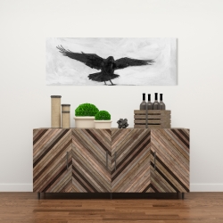 Canvas 16 x 48 - Crow in flight