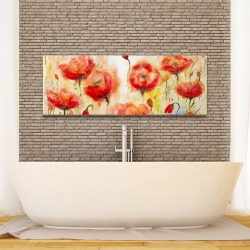 Toile 16 x 48 - Jardin de fleurs rouge