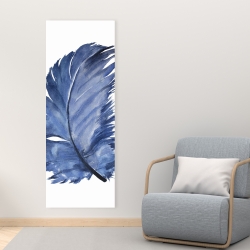 Toile 16 x 48 - Plume bleue à l'aquarelle