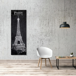 Canvas 20 x 60 - Eiffel tower sketch with a map in background
