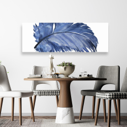 Toile 20 x 60 - Plume bleue à l'aquarelle