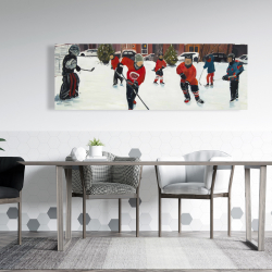 Toile 20 x 60 - Jeunes joueurs de hockey