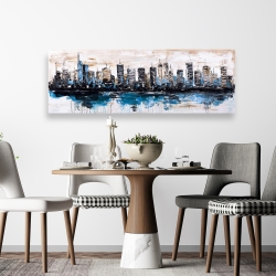 Canvas 20 x 60 - Abstract city with reflection on water
