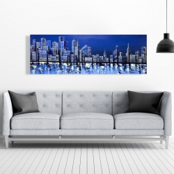 Toile 20 x 60 - Horizon de ville bleue