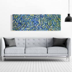 Toile 20 x 60 - Motif de feuilles bleues
