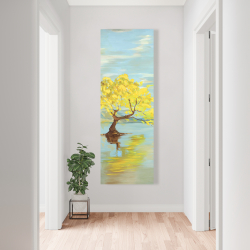 Toile 20 x 60 - Paysage de printemps avec arbre dans un lac