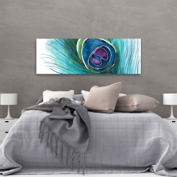 Canvas 20 x 60 - Peacock feather closeup