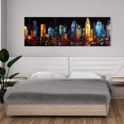 Canvas 20 x 60 - Colorful abstract cityscape on a dark background