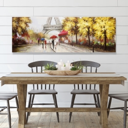 Canvas 20 x 60 - Passersby near the eiffel tower