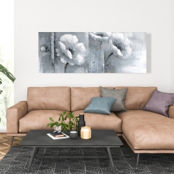 Canvas 20 x 60 - Gray & white flowers