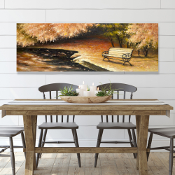 Toile 20 x 60 - Banc de parc en automne