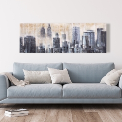 Toile 20 x 60 - Immeubles au travers des nuages
