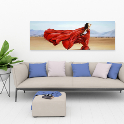 Toile 20 x 60 - Robe rouge dans le désert