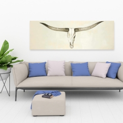 Canvas 20 x 60 - Longhorn cattle skull