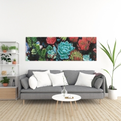 Canvas 20 x 60 - Set of colorful succulents