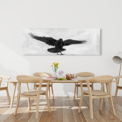 Canvas 20 x 60 - Crow in flight