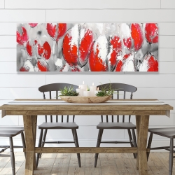 Canvas 20 x 60 - Abstract red tulips