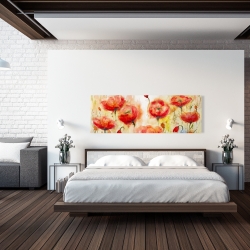 Toile 20 x 60 - Jardin de fleurs rouge