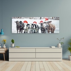 Canvas 20 x 60 - Curious christmas cows