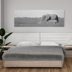 Toile 20 x 60 - éléphants dans la savane