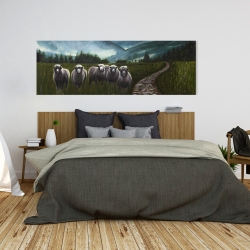 Toile 20 x 60 - Moutons à la campagne
