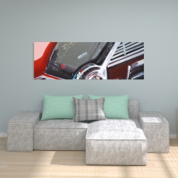 Canvas 20 x 60 - Vintage red car dashboard