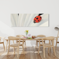 Canvas 20 x 60 - White daisy and ladybug
