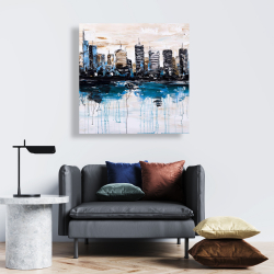 Canvas 24 x 24 - Abstract city with reflection on water
